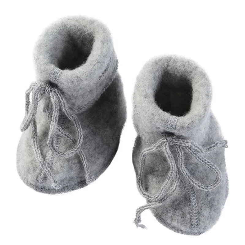 Engel Baby Booties w. Ribbon Grey Melange