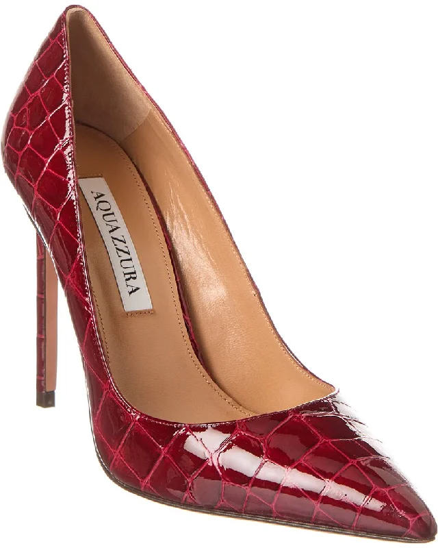 Aquazzura Purist 105 Croc-Embossed Leather Pump