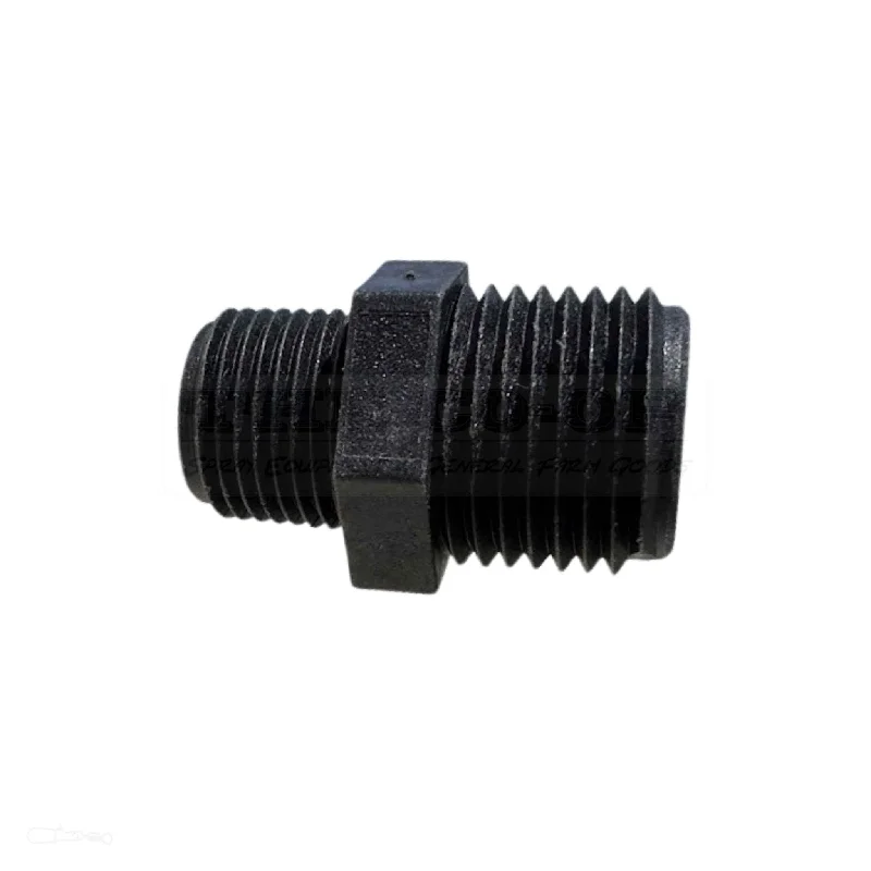 Nipple 3/8" NPT - 1/2" NPT with tapered internal seat