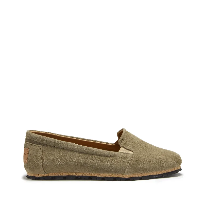 Women's Tassel - Trimmed Loafers with a Low Heel in Olive Green for a Trendy TwistWomen's Continental Espadrilles, truffle suede