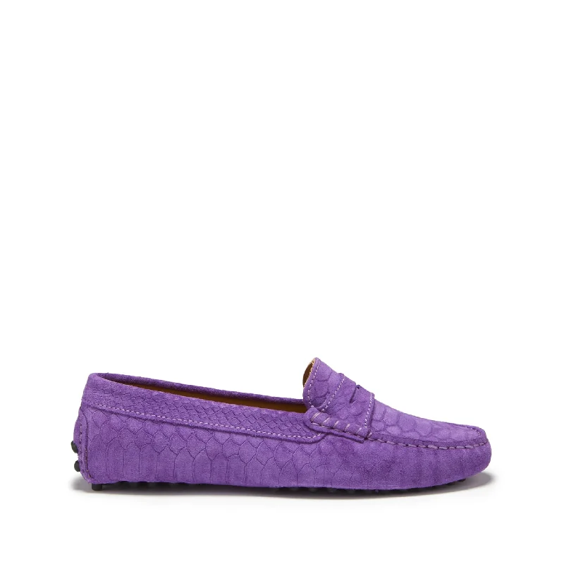 Women's Memory Foam Insole Loafers in Pink for Added ComfortWomen's Penny Driving Loafers, purple embossed suede