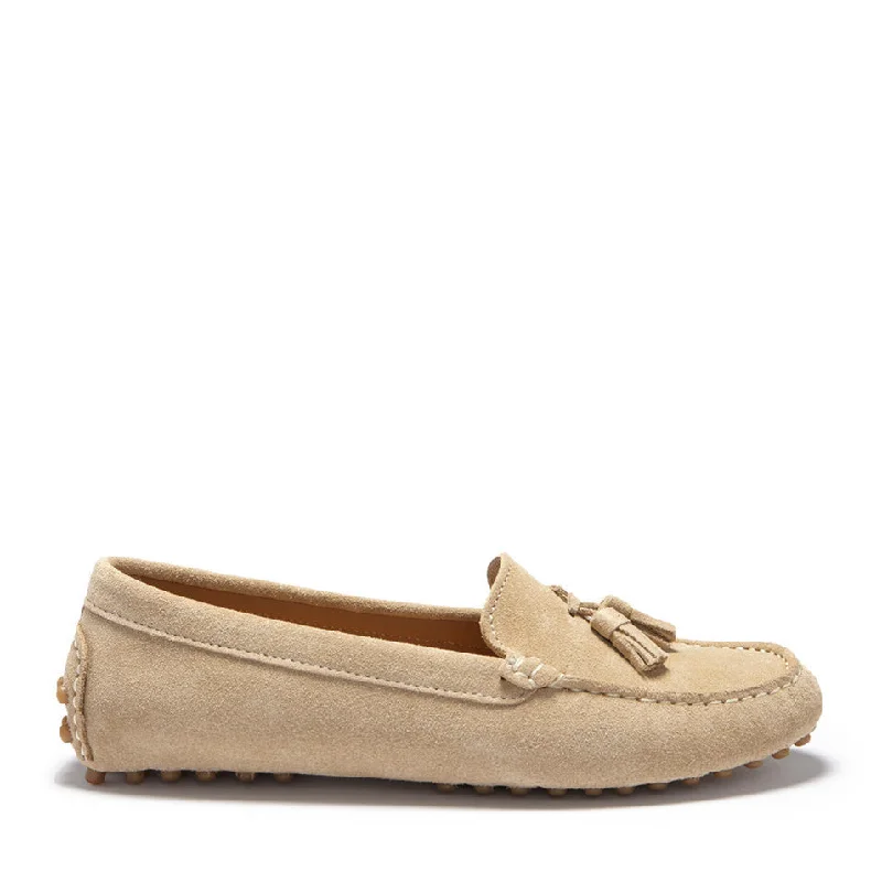 Women's Cashmere - Lined Loafers in Burgundy for Warmth in WinterWomen's Tasselled Driving Loafers, taupe suede