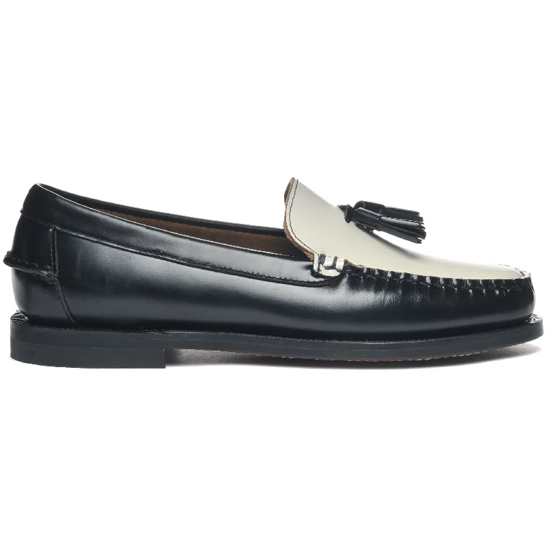 Women's Premium Leather Tassel Loafers in Dark Brown for a Classic Office LookClassic Will Woman - Black & White