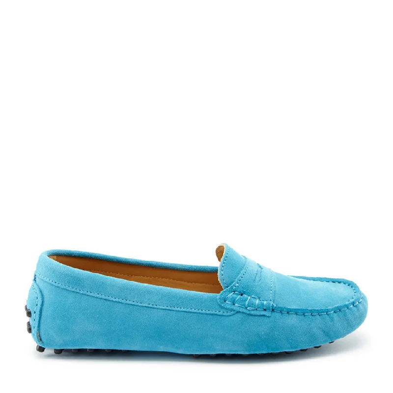 Women's Metallic Foil - Finish Loafers in Gold for a Glamorous Night OutWomen's Penny Driving Loafers, turquoise suede