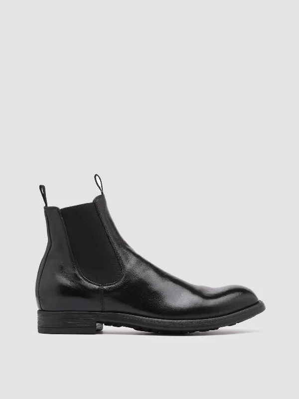 Sustainable Women's Recycled Material Loafers in Gray for Eco - Conscious ShoppersCHRONICLE 002 - Black Leather Chelsea Boots