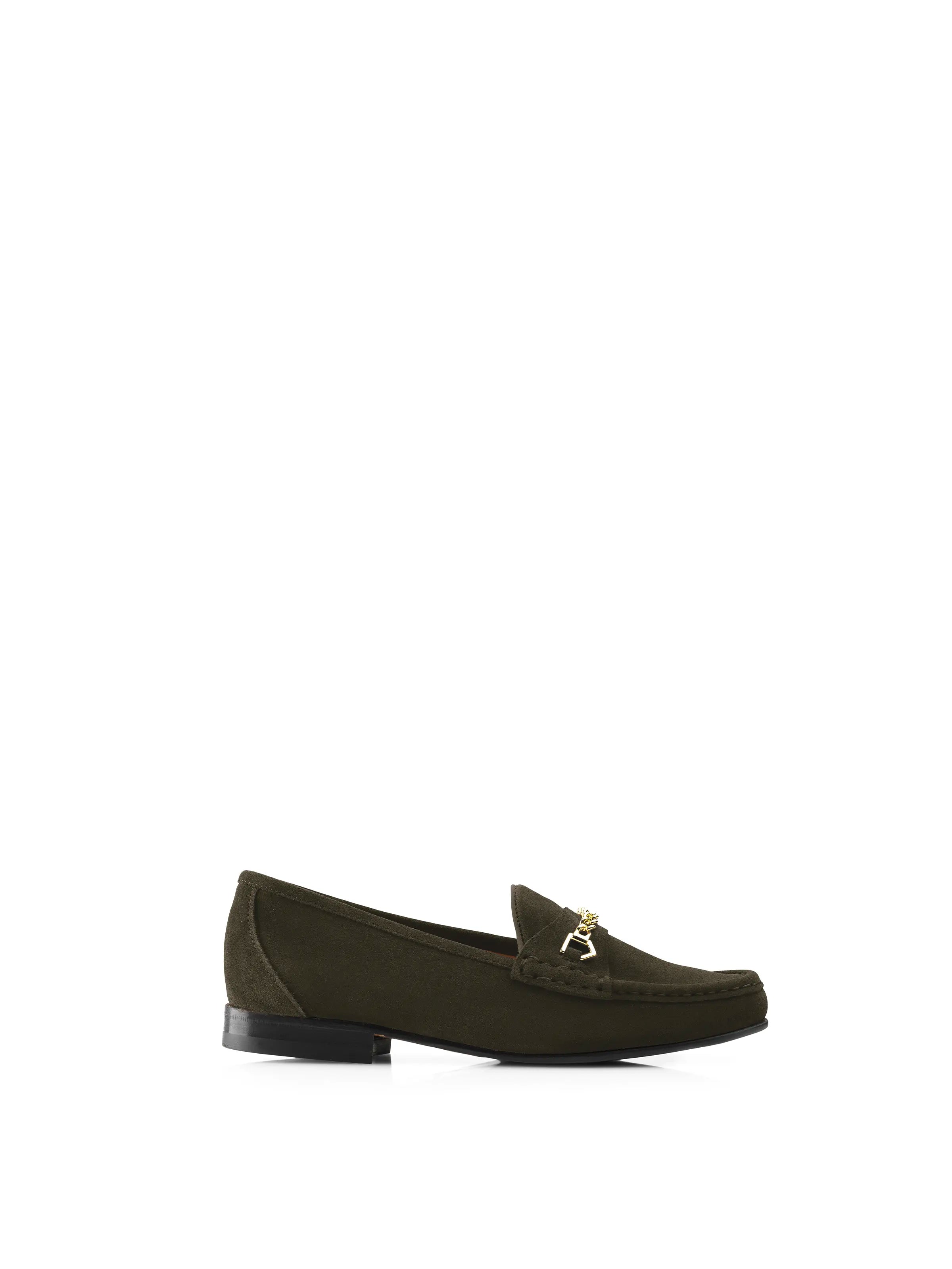 Women's Embroidered Floral Pattern Loafers in Beige for a Spring - Inspired OutfitApsley - Moss Green Suede