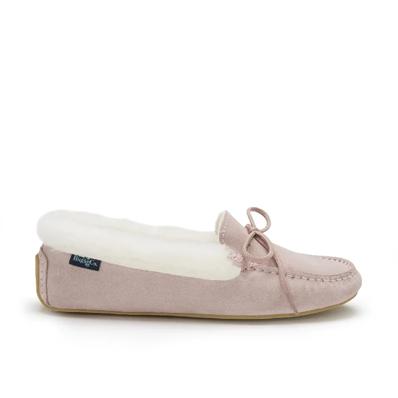 Women's Memory Foam Insole Loafers in Pink for Added ComfortWomen's slippers, sheepskin, ice pink suede