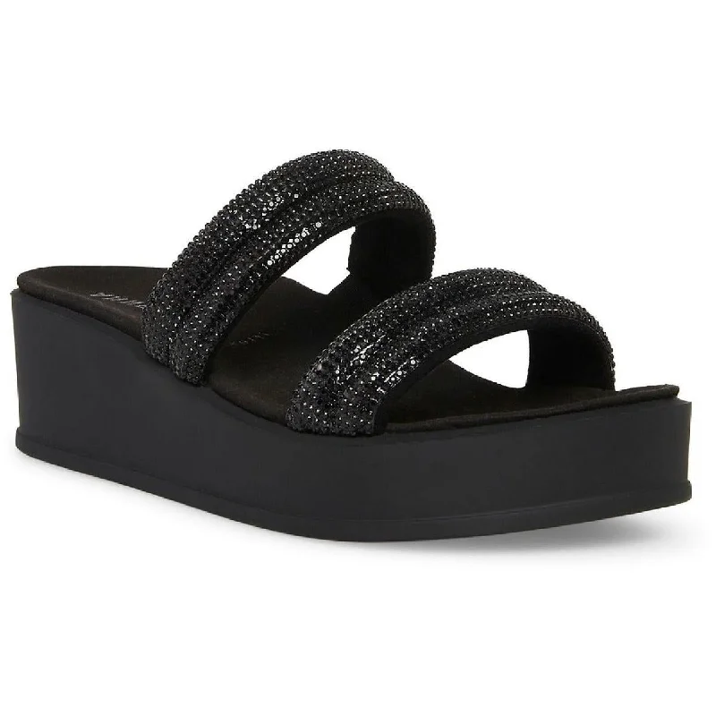 Shock - Absorbing Women's Sandals with a Soft Insole in Black for Active LifestylesAnne Klein Womens Vanessa Faux Suede Slip-On Wedge Sandals