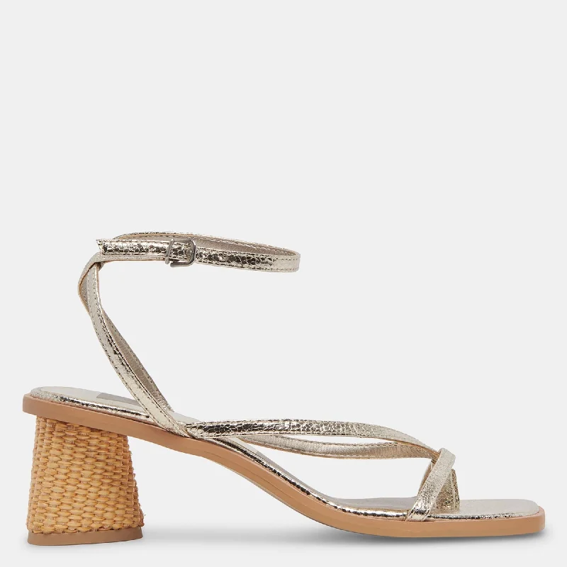 Women's Sandals with a Wedge Heel and a Tassel Detail in Orange for a Trendy LookBanita Sandals Light Gold Crackled Stella