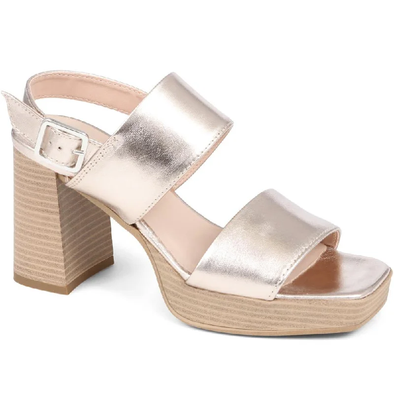 Women's Sandals with a Glitter - Coated Strap in Gold for a Sparkly Summer OutfitDiona Leather Platform Sandals - DIONA / 323 736