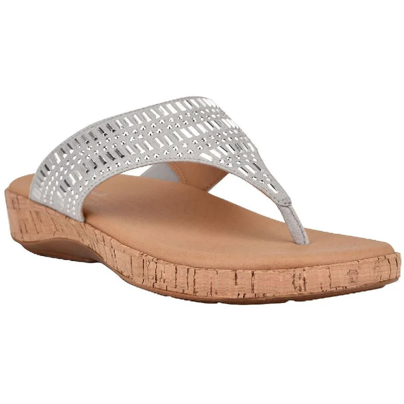 Women's Sandals with a Glitter - Coated Strap in Gold for a Sparkly Summer OutfitEasy Spirit Womens Landry 2 Open Toe Slip On Thong Sandals