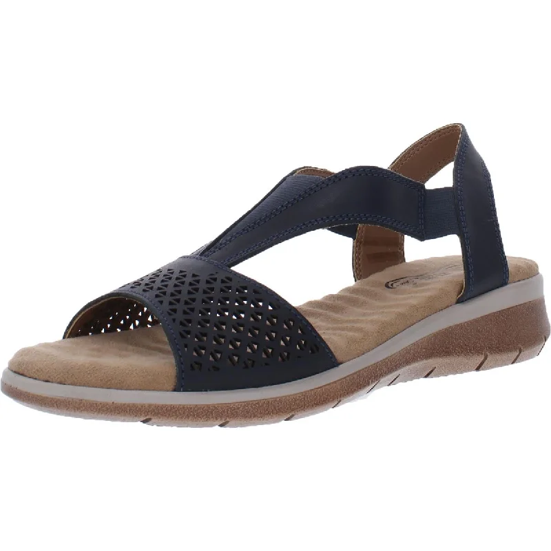 Women's Sandals with a Glitter - Coated Strap in Gold for a Sparkly Summer OutfitEasy Street Womens Marley Leather Flat Strap Sandals