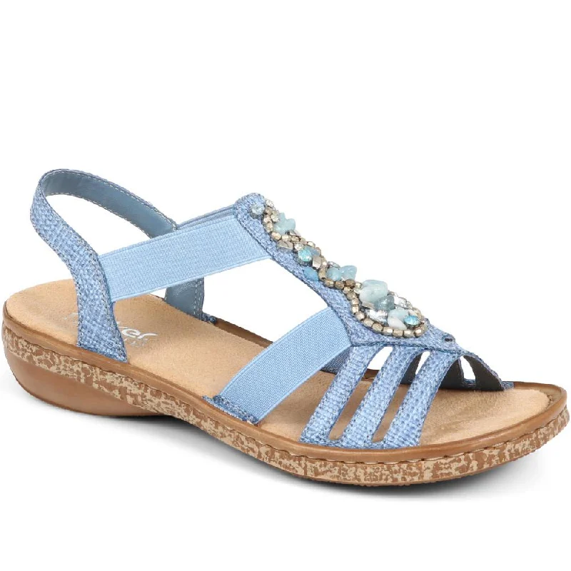 Women's Leather - Strapped Sandals with a Braided Detail in Brown for a Rustic AppealEmbellished Sandals - RKR37538 / 323 729