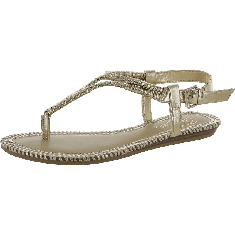 Women's Sandals with a Glitter - Coated Strap in Gold for a Sparkly Summer OutfitFergie Womens Salene Faux Leather Thong Slingback Sandals