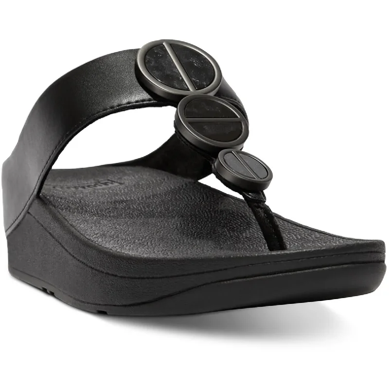 Fitflop Womens Halo Faux Leather Thong Wedge Sandals