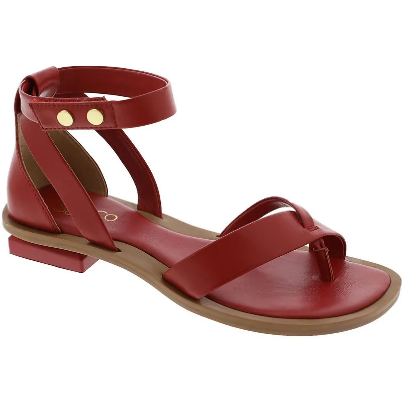 Women's Ankle - Strap Sandals with a Block Heel in Red for a Sophisticated StyleFranco Sarto Womens PARKER Leather Open Toe Ankle Strap