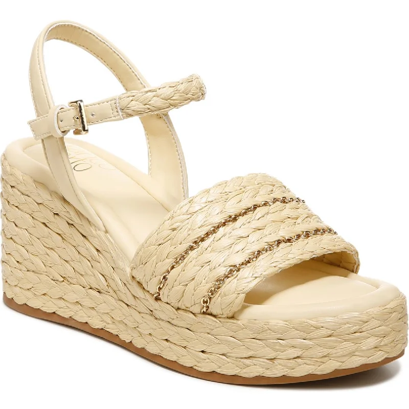 Women's Thong Sandals with a Beaded Design in Multicolor for a Beachy AestheticFranco Sarto Womens Peachy Raffia Faux Leather Wedge Sandals