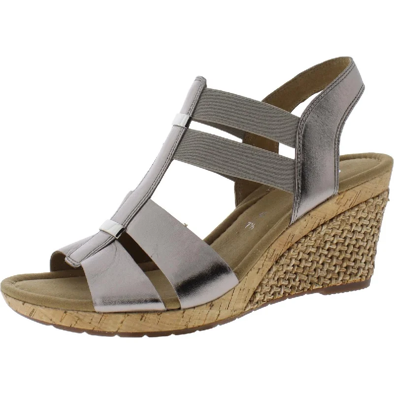 Women's Sandals with a Glitter - Coated Strap in Gold for a Sparkly Summer OutfitGabor Womens Leather Espadrille Wedge Sandals