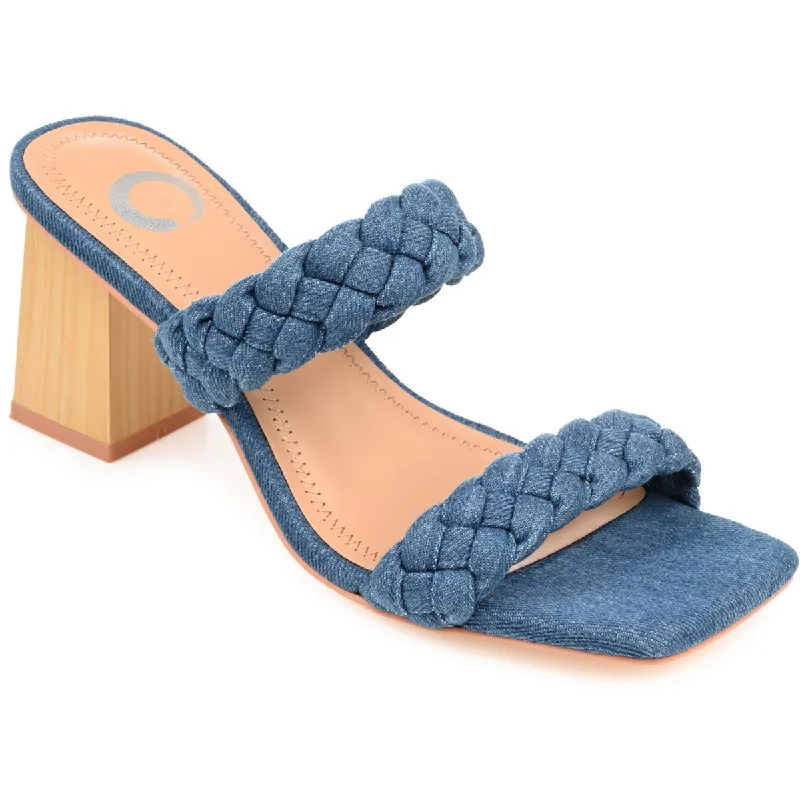 Women's Thong Sandals with a Beaded Design in Multicolor for a Beachy AestheticJournee Collection Womens Laceless Denim Block Heel