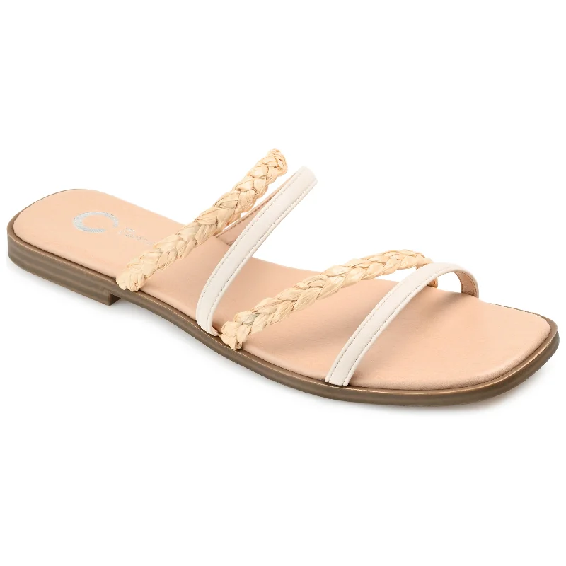 Women's Flat Slide Sandals with a Memory Foam Insole in White for All - Day ComfortJournee Collection Women's Tru Comfort Foam Brinna Sandal