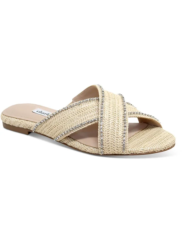 Women's Leather - Strapped Sandals with a Braided Detail in Brown for a Rustic AppealKenya Womens Embellished Slip On Slide Sandals