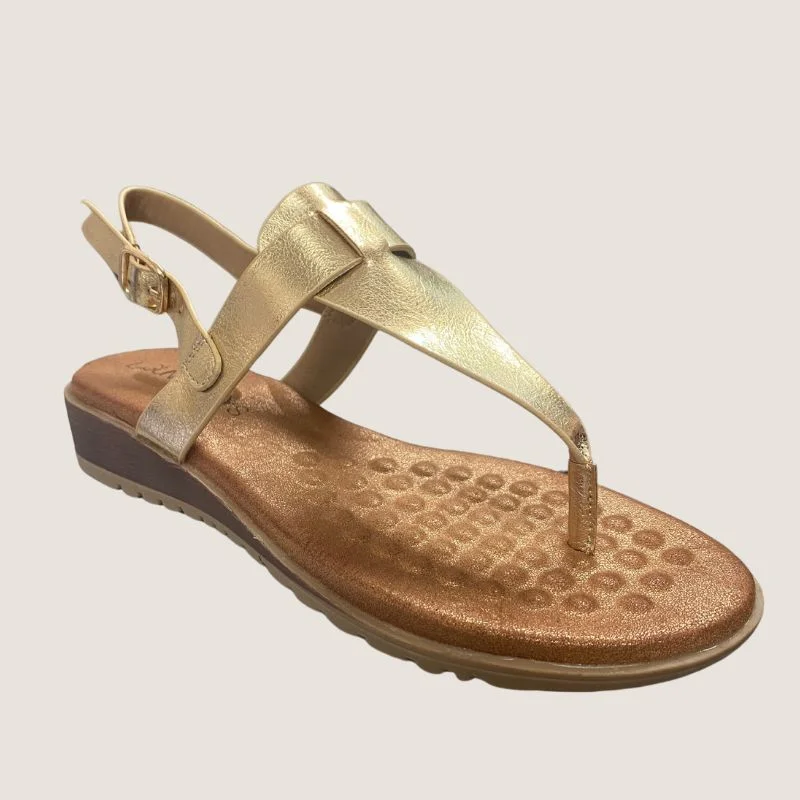 Women's Sandals with a Glitter - Coated Strap in Gold for a Sparkly Summer OutfitLaguna Quays Mawa Sandal