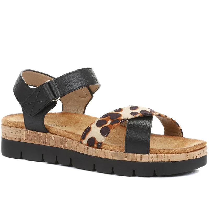 Plus Size Women's Wide - Width Platform Sandals in Black for Added Comfort and HeightLeopard Print Platform Sandals - BELBAIZH35085 / 321 675