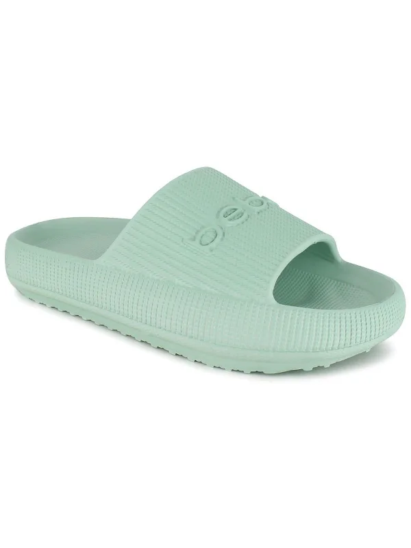 Elastic - Strap Women's Sandals with a Padded Toe in Teal for Easy On - and - OffMalaga Womens Logo Slip On Slide Sandals