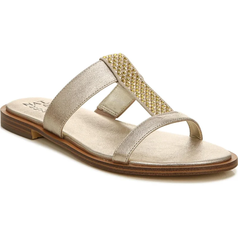 Women's Sandals with a Glitter - Coated Strap in Gold for a Sparkly Summer OutfitNaturalizer Womens Farica Embellished Slide Sandals