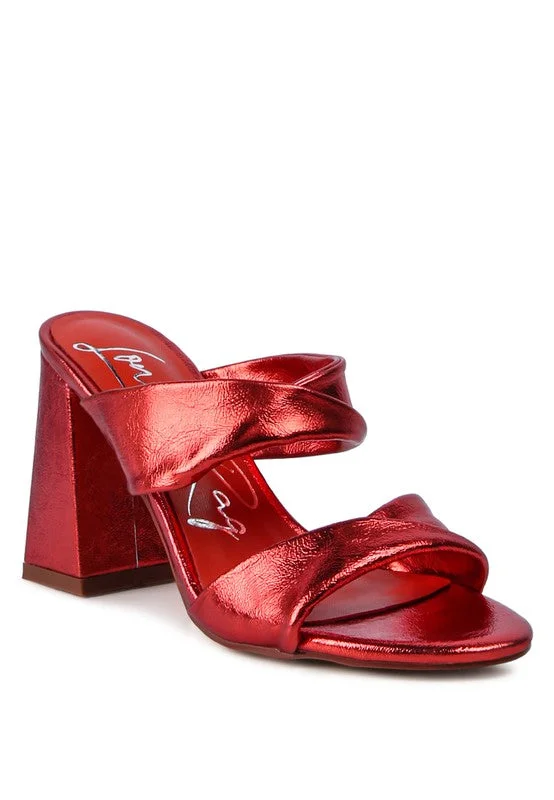 Women's Ankle - Strap Sandals with a Block Heel in Red for a Sophisticated StyleRed MESS  -  Red HIGH HEELED BLOCK SANDALs for women