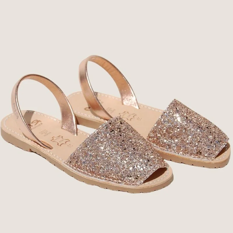 Women's Rhinestone - Embellished Open - Toe Sandals in Silver for a Glamorous Party LookRia Menorca Joan Glitter Avarcas Sandal