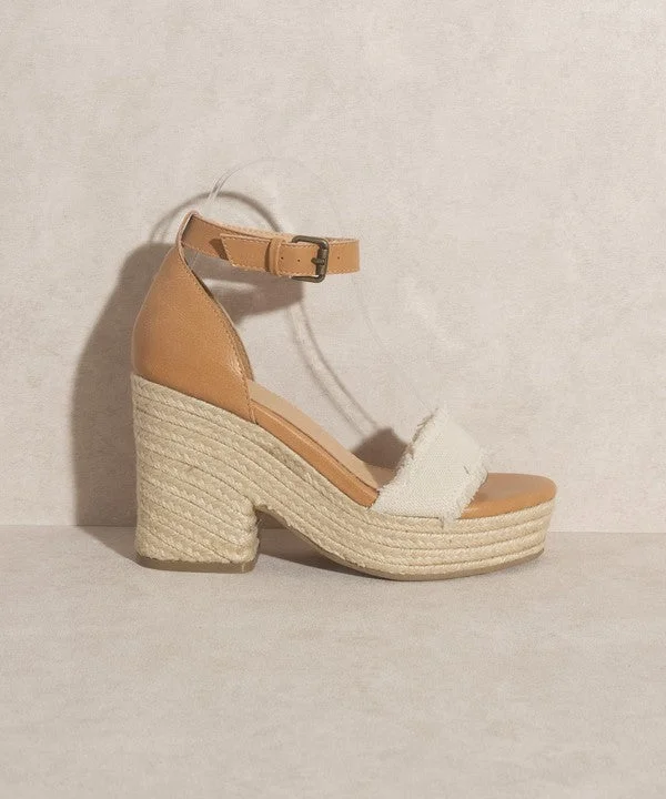 Sustainable Women's Recycled Material Sandals in Beige for Eco - Conscious ShoppersRiley - Espadrille Platform Sandals For women