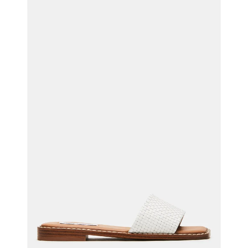 Women's Sandals with a Glitter - Coated Strap in Gold for a Sparkly Summer OutfitSandra Woven White Leather