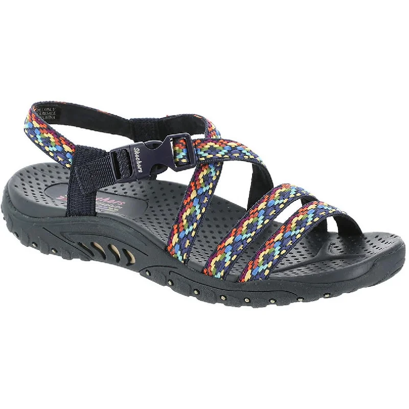 Women's Rhinestone - Embellished Open - Toe Sandals in Silver for a Glamorous Party LookSkechers Womens Reggae Dream Weaver Pattern  Ankle Strap