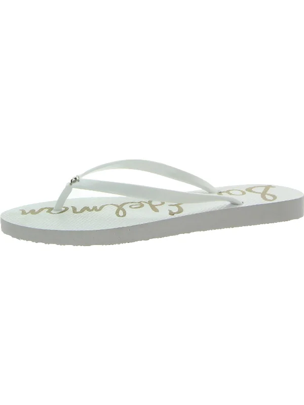 Women's Rhinestone - Embellished Open - Toe Sandals in Silver for a Glamorous Party LookSkye Womens Logo Slip On Flip-Flops