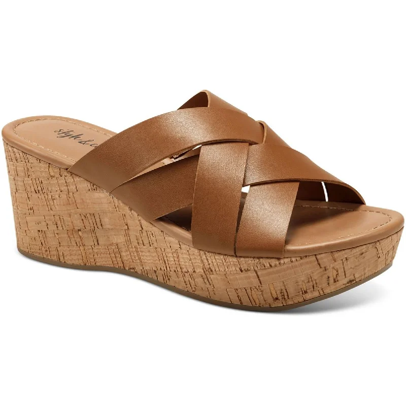 Sustainable Women's Recycled Material Sandals in Beige for Eco - Conscious ShoppersStyle & Co. Womens VIOLETTE Cork Wedge Sandals