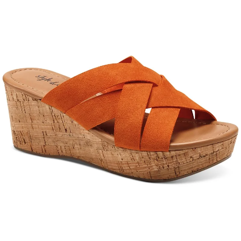 Women's Sandals with a Wedge Heel and a Tassel Detail in Orange for a Trendy LookStyle & Co. Womens Violettee Criss-Cross Padded Insole Wedge Sandals