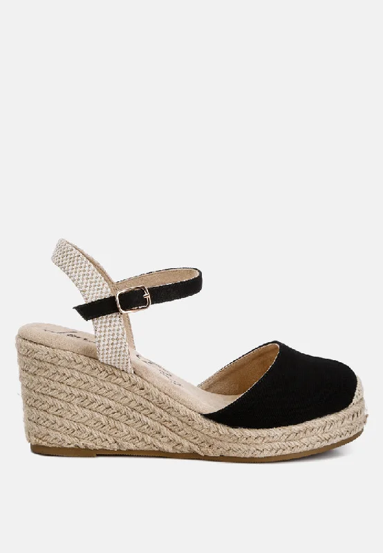 Plus Size Women's Wide - Width Platform Sandals in Black for Added Comfort and Heighttrand wedge espadrille sandals