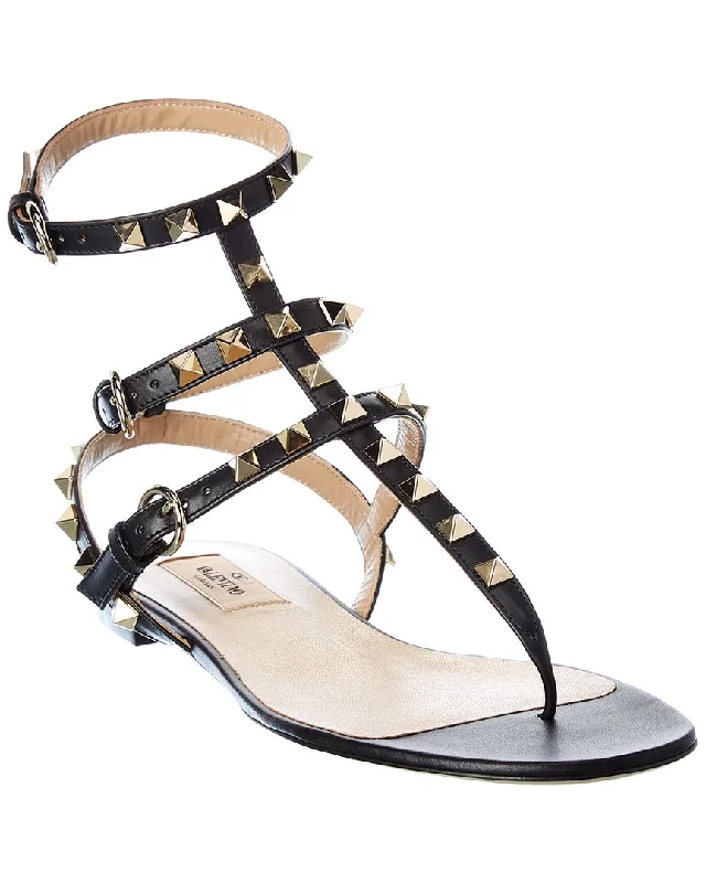 Orthopedic Women's Sandals with Arch Support in Gray for Foot HealthValentino Rockstud Caged Leather Ankle Strap Sandal