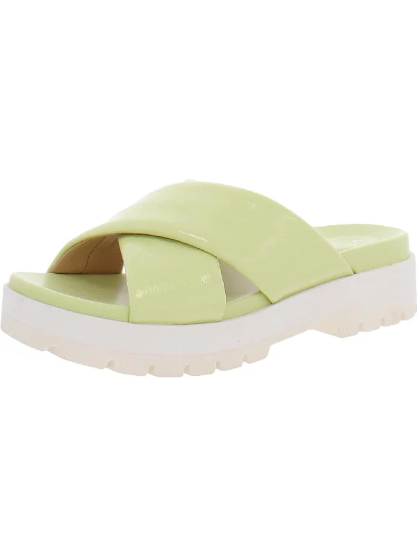 pale lime crinkle patent