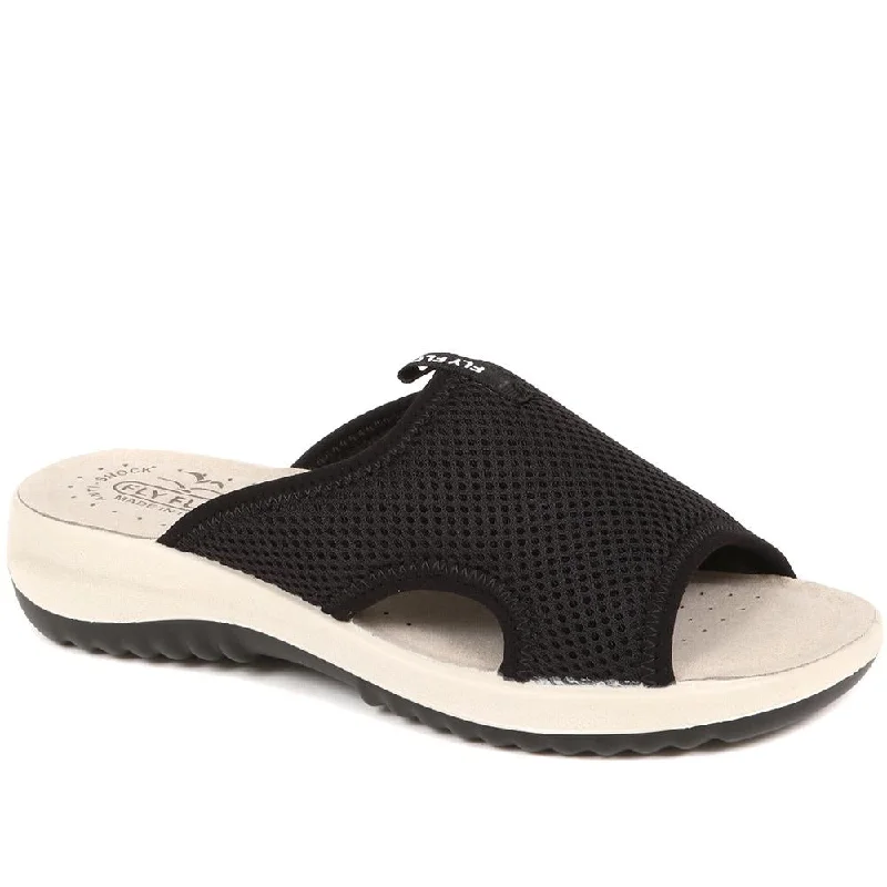 Shock - Absorbing Women's Sandals with a Soft Insole in Black for Active LifestylesWide Fit Mule Sandals - FLY37061 / 323 224