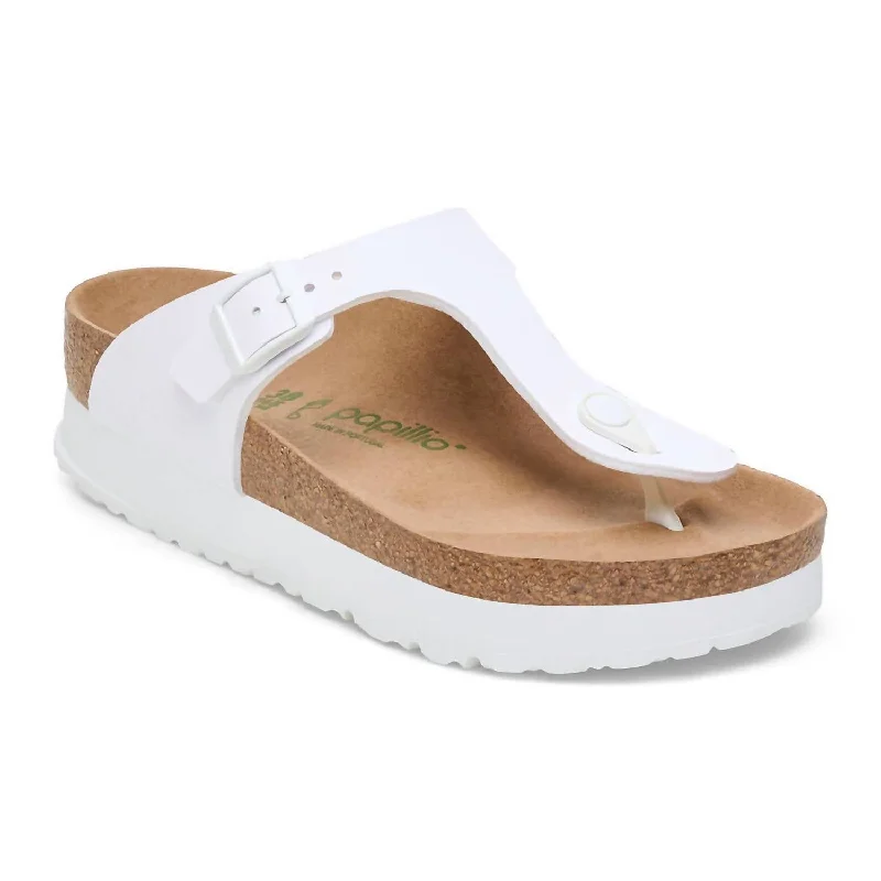 Women's Flat Slide Sandals with a Memory Foam Insole in White for All - Day ComfortWomen's Gizeh Platform Birko-Flor Sandal - Regular Fit In White