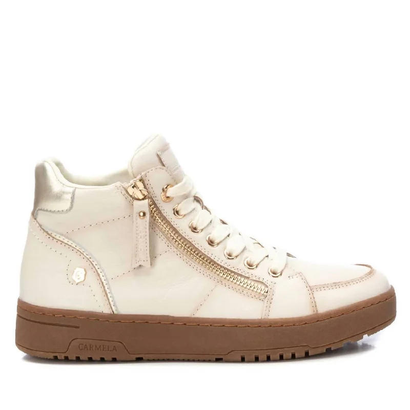 Women's Leather High Top Sneakers In Iice