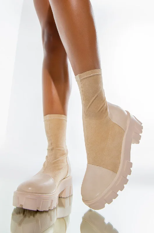 AZALEA WANG GOT ME GOIN FLATFORM BOOTIE IN BONE