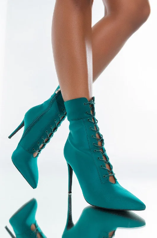 AZALEA WANG LIGHT ME UP STILETTO BOOTIE IN GREEN