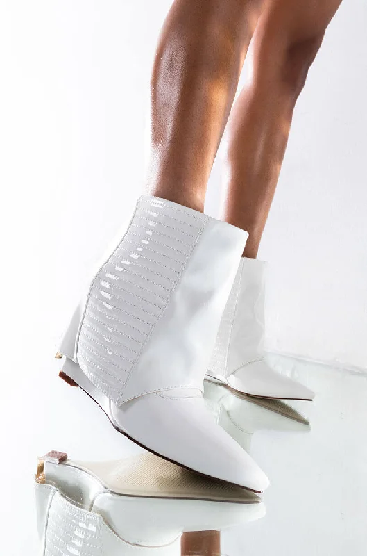 AZALEA WANG NEVER A BAD IDEA WEDGE BOOTIE IN WHITE