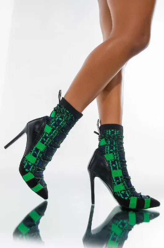 AZALEA WANG OLYMPUS HAS FALLEN STILETTO BOOTIE IN GREEN