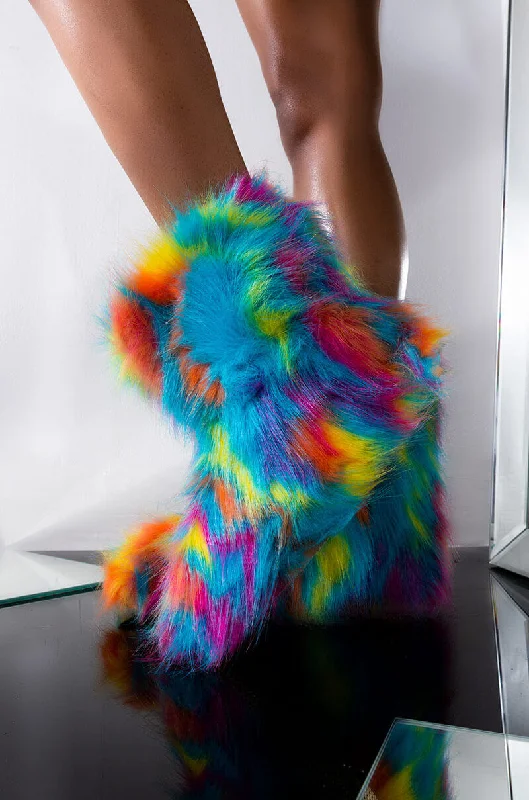 BOSS BITCH FURRY BOOTIE RAINBOW