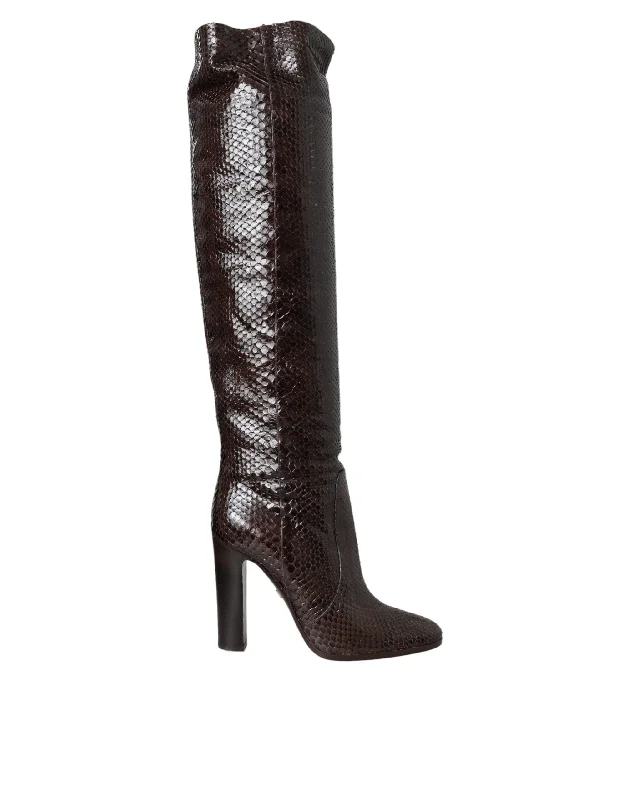 Dolce & Gabbana  Exotic Leather Heels High Boots Women's Shoes