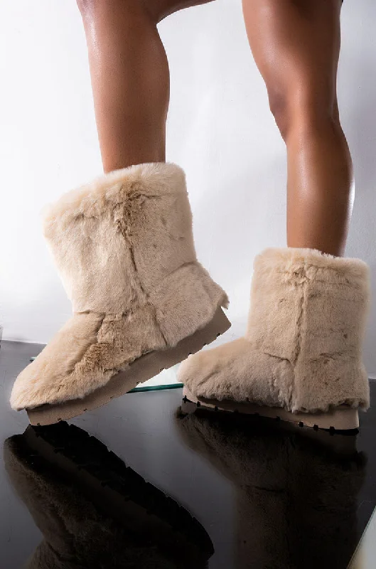 GOOD VIBES ONLY FLAT BOOTIE BEIGE